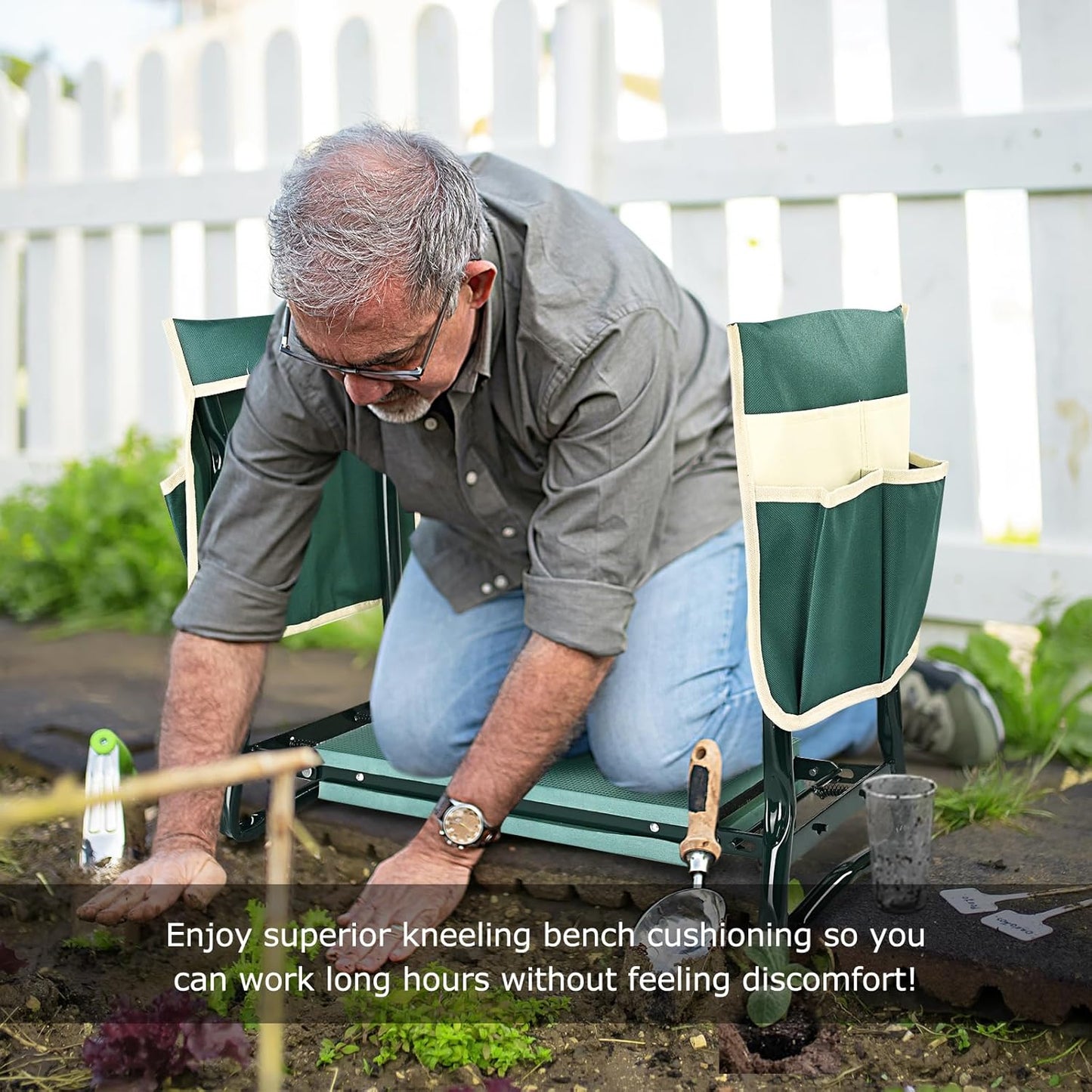 Upgraded Garden Kneeler and Seat with Thicken & Widen Soft Kneeling Pad,Heavy Duty Foldable Gardener Stool with 2 Tool Pouches,Gardening Gifts for Women Mom Men Seniors¡…