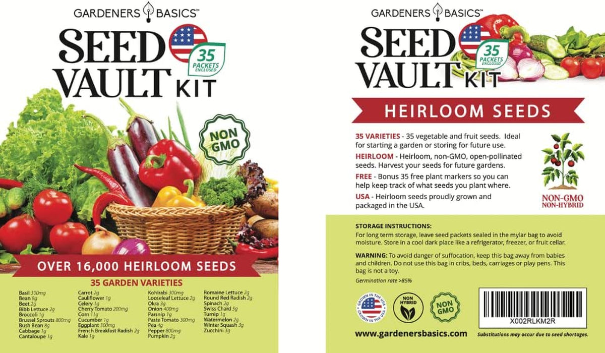 Survival Seed Vault Kit, Vegetable Seeds for Planting