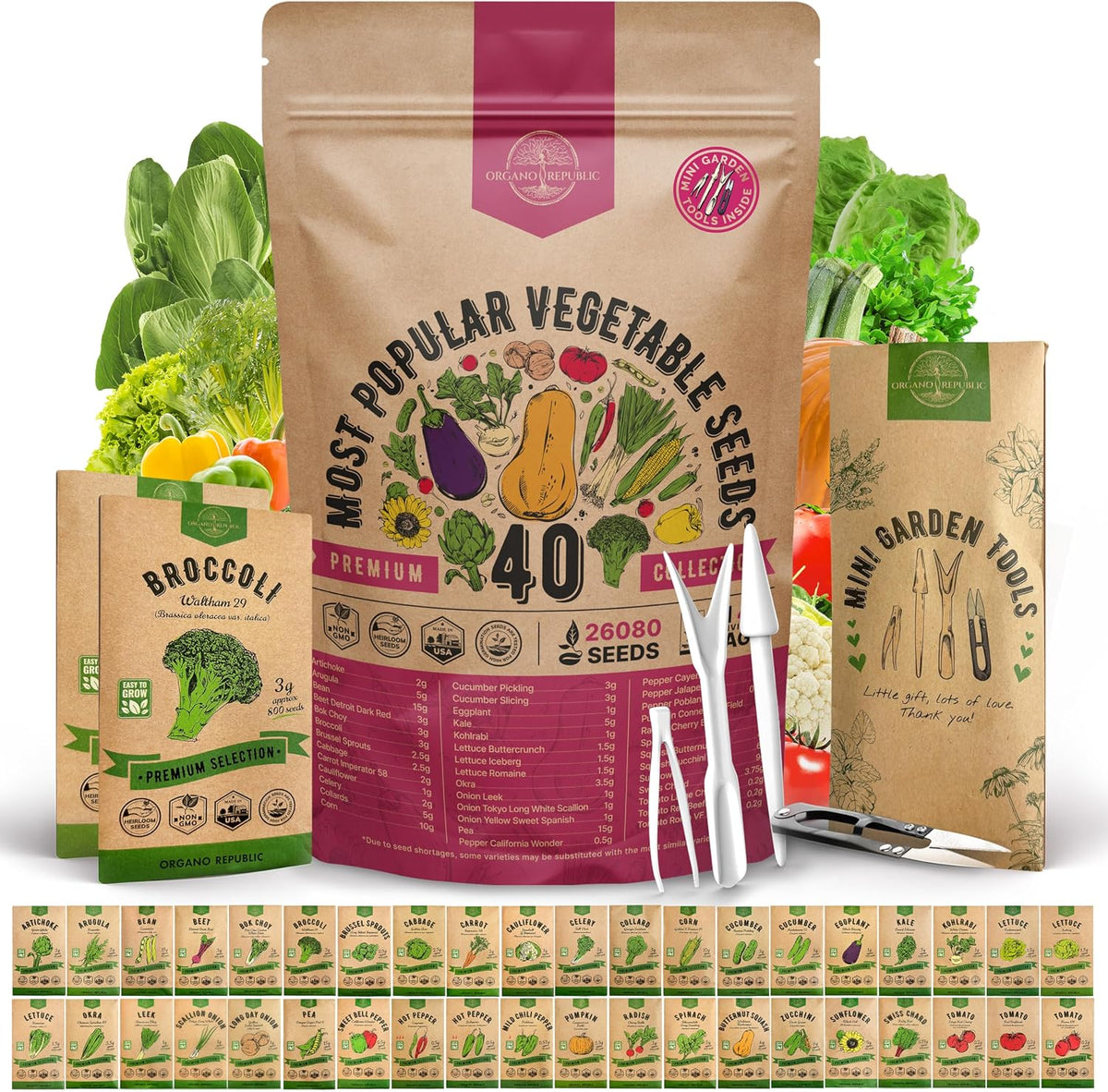 55 Vegetable Seeds Variety Pack - 35,600+ Non-Gmo Heirloom Seeds for Planting Vegetables and Fruits in Individual Seed Packets, Home Garden Seeds for Hydroponic, Indoor and Outdoors Gardening