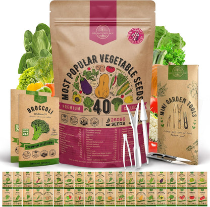 55 Vegetable Seeds Variety Pack - 35,600+ Non-Gmo Heirloom Seeds for Planting Vegetables and Fruits in Individual Seed Packets, Home Garden Seeds for Hydroponic, Indoor and Outdoors Gardening