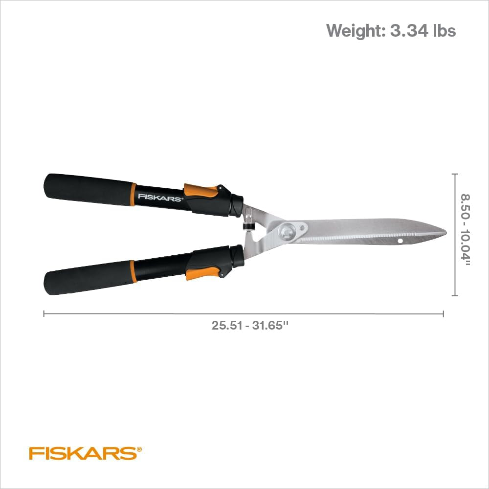 Fiskars 25"-33" Power-Lever Extendable Garden Hedge Shears, 10” Blades