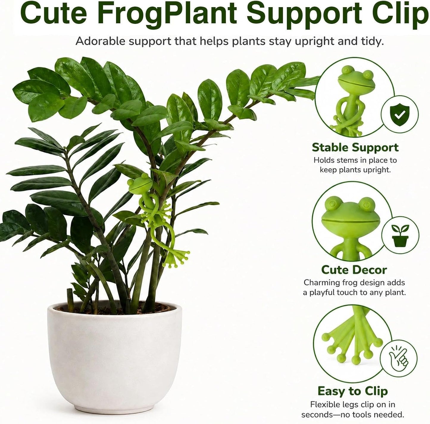 Frog Plant Support Clip Cute Stable Flower Pot Hugger Vine Holder Space Saving Climbing Fixture for Indoor Pots Outdoor Gardens Greenhouse Growers