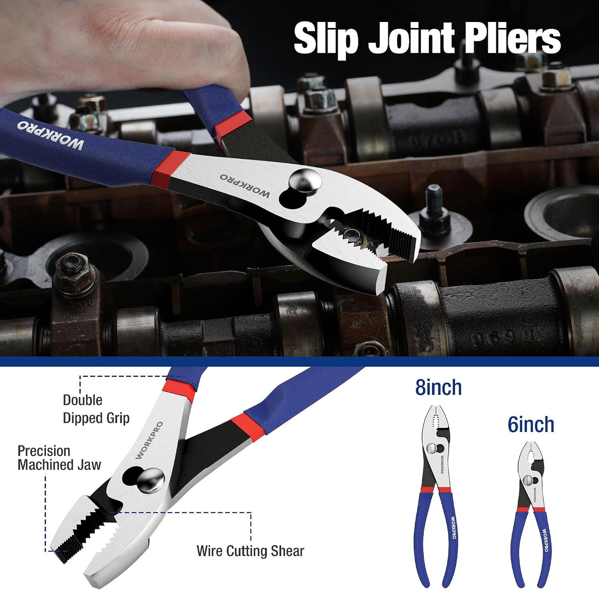 7-Piece Pliers Set, Pliers Tool Set with Comfort Grip, Blue