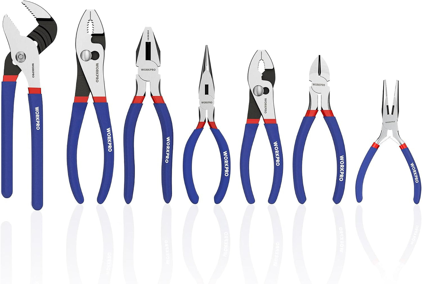 7-Piece Pliers Set, Pliers Tool Set with Comfort Grip, Blue