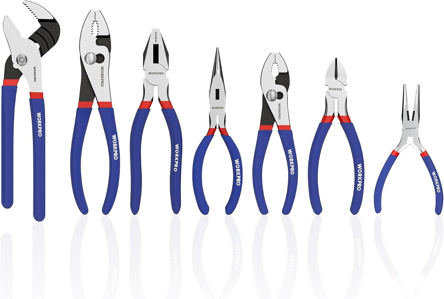 7-Piece Pliers Set, Pliers Tool Set with Comfort Grip, Blue