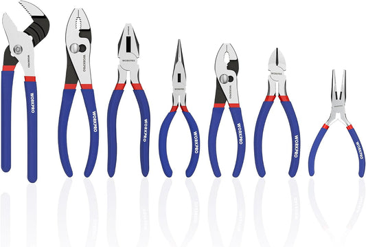 7-Piece Pliers Set, Pliers Tool Set with Comfort Grip, Blue
