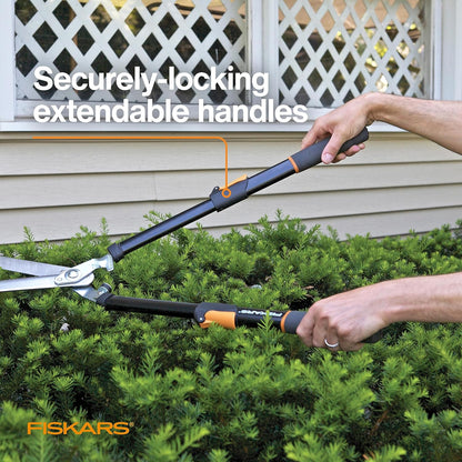 Fiskars 25"-33" Power-Lever Extendable Garden Hedge Shears, 10” Blades