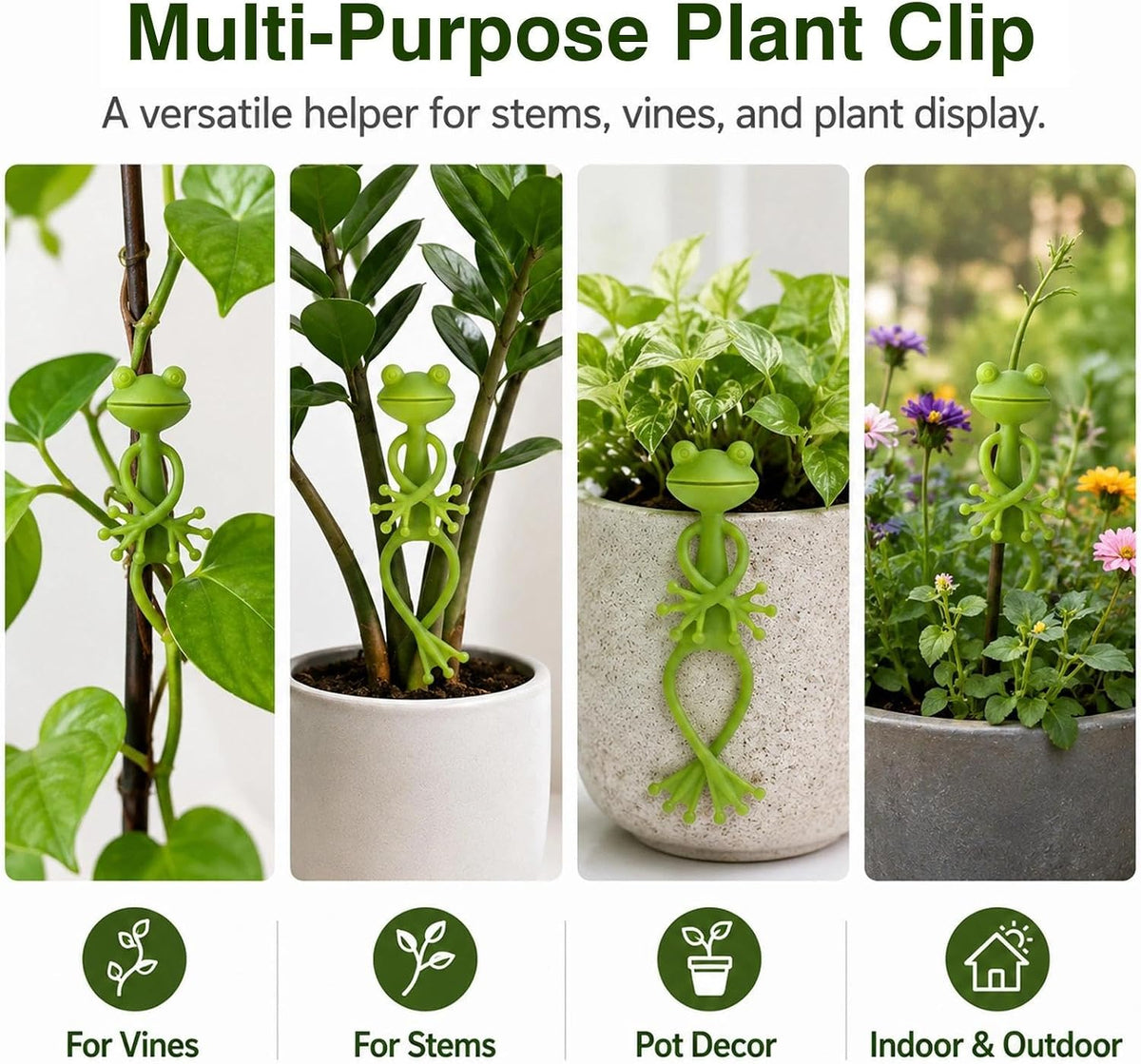 Frog Plant Support Clip Cute Stable Flower Pot Hugger Vine Holder Space Saving Climbing Fixture for Indoor Pots Outdoor Gardens Greenhouse Growers