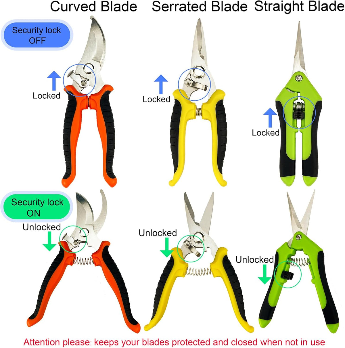 Pruning Shears, 5 Pack Garden Shears with Gardening Gloves, Clippers Handheld, Stainless Steel Garden Snips,  Pruners for Gardening
