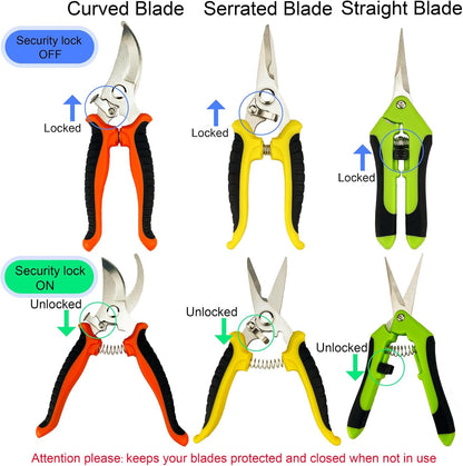 Pruning Shears, 5 Pack Garden Shears with Gardening Gloves, Clippers Handheld, Stainless Steel Garden Snips,  Pruners for Gardening