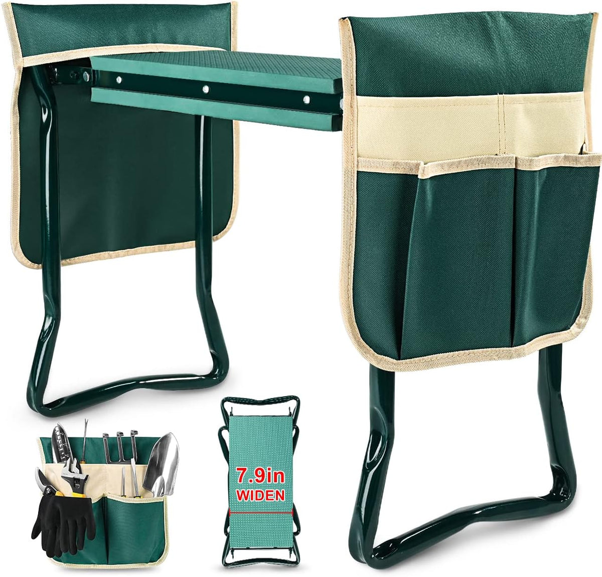 Upgraded Garden Kneeler and Seat with Thicken & Widen Soft Kneeling Pad,Heavy Duty Foldable Gardener Stool with 2 Tool Pouches,Gardening Gifts for Women Mom Men Seniors¡­…