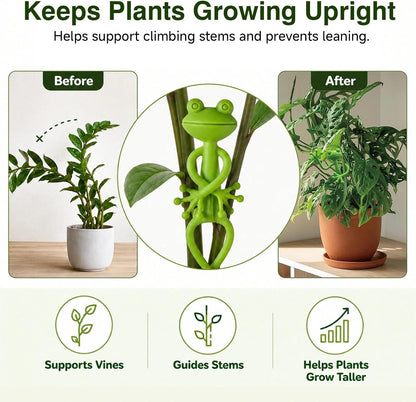Frog Plant Support Clip Cute Stable Flower Pot Hugger Vine Holder Space Saving Climbing Fixture for Indoor Pots Outdoor Gardens Greenhouse Growers