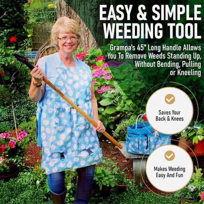 Original Stand up Weed Puller Tool with Bamboo Long Handle