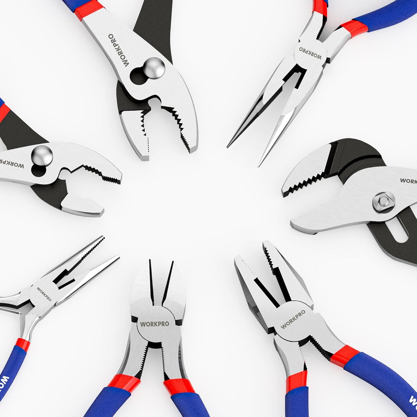7-Piece Pliers Set, Pliers Tool Set with Comfort Grip, Blue