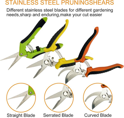 Pruning Shears, 5 Pack Garden Shears with Gardening Gloves, Clippers Handheld, Stainless Steel Garden Snips,  Pruners for Gardening