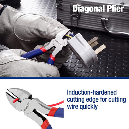 7-Piece Pliers Set, Pliers Tool Set with Comfort Grip, Blue