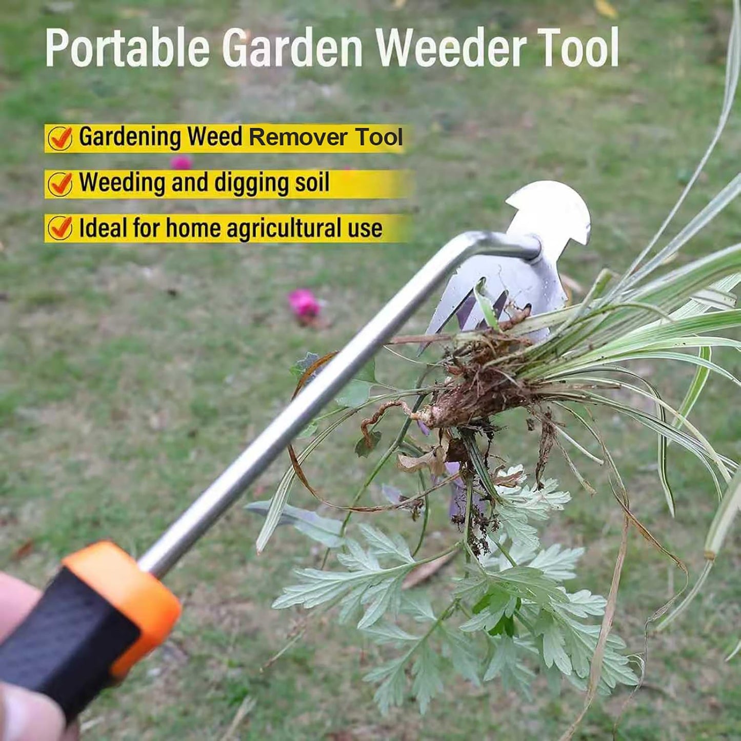 Weed Remover Tool,Portable Garden Weeder Tool,New Gardening Weeding Tools,For Garden Hand Tools for Vegetable Gardening Backyard Farm Planting & Uprooting Weeding Tool (Rubber Handle)