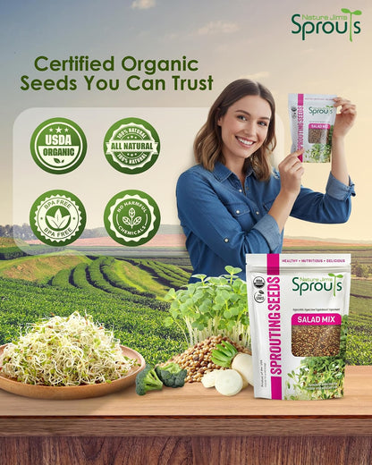 Nature Jim'S Sprouts Salad Mix – Broccoli, Alfalfa, Clover, Radish, 1Lb