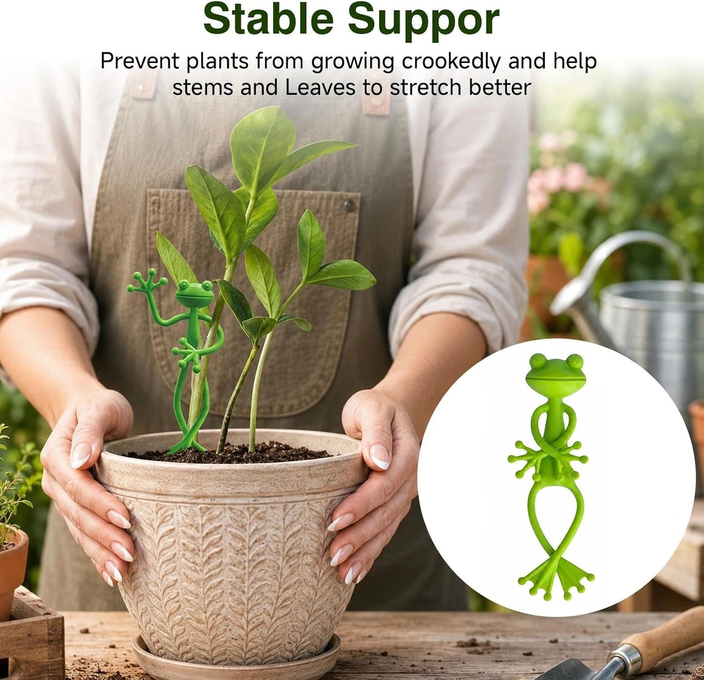 Frog Plant Support Clip Cute Stable Flower Pot Hugger Vine Holder Space Saving Climbing Fixture for Indoor Pots Outdoor Gardens Greenhouse Growers