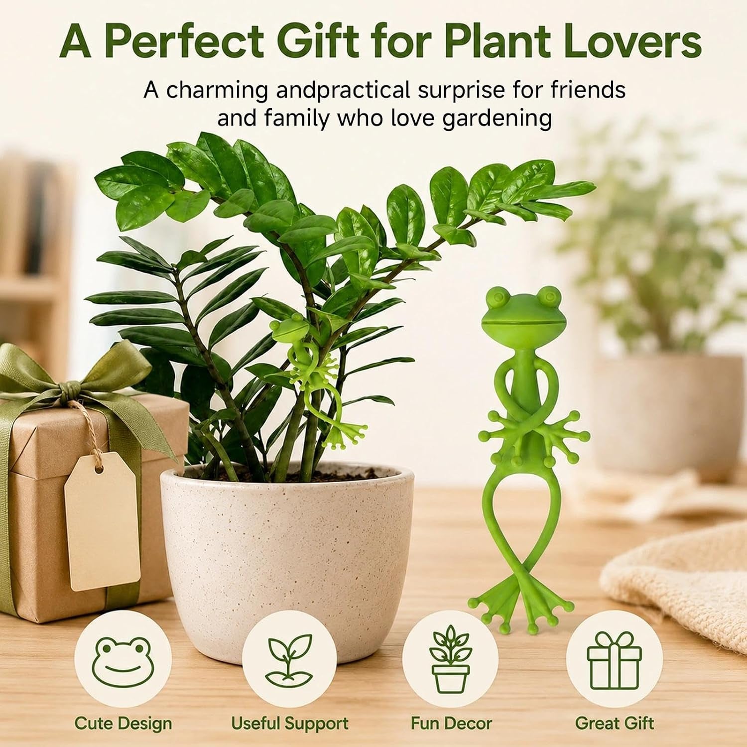 Frog Plant Support Clip Cute Stable Flower Pot Hugger Vine Holder Space Saving Climbing Fixture for Indoor Pots Outdoor Gardens Greenhouse Growers