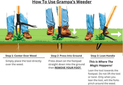 Original Stand up Weed Puller Tool with Bamboo Long Handle