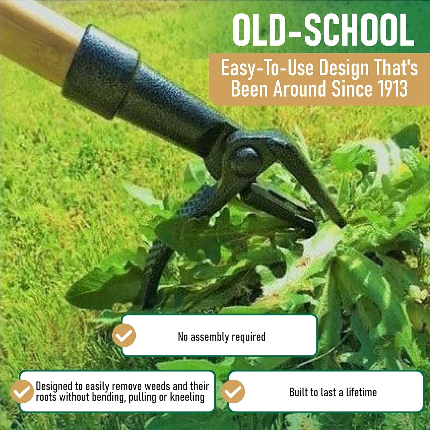 Original Stand up Weed Puller Tool with Bamboo Long Handle
