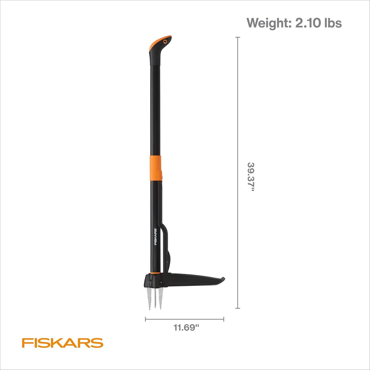 Fiskars Deluxe Stand-Up Weed Puller Tool, 4 Serrated Stainless Steel Claws