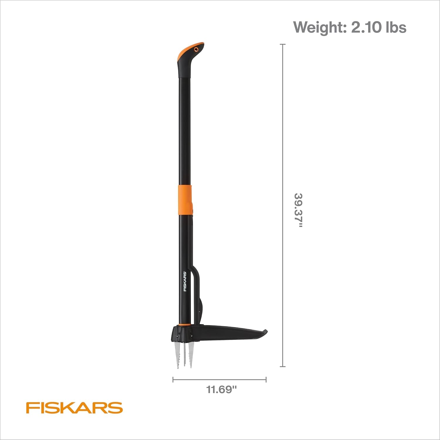 Fiskars Deluxe Stand-Up Weed Puller Tool, 4 Serrated Stainless Steel Claws